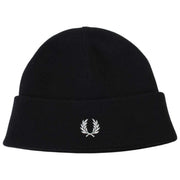 Fred Perry Classic Merino Wool Beanie - Sort/Snehvid