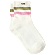 Roka Windosr Stripe Crew Sokker - Avocado/Pink Carnation
