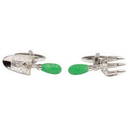 Zennor Gardeners Fork and Trowel Cufflinks - Green/Silver