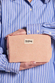 Hindbag Leon Woven Toilettaske - Coral Pink