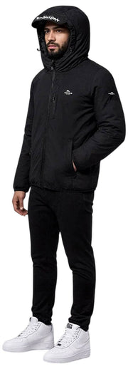 Helvetica Mountain Pioneers Eyeblock Hooded Windbreaker Jacket - Sort