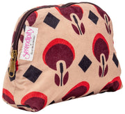 Elie Beaumont Serendipity Velvet Cosmetic Pouch - Coffee Geo Tulip Brown