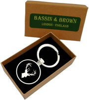 Bassin og Brown Stag Key Ring - Sort/hvid