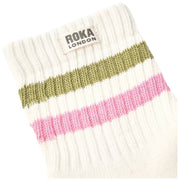 Roka Windosr Stripe Crew Sokker - Avocado/Pink Carnation