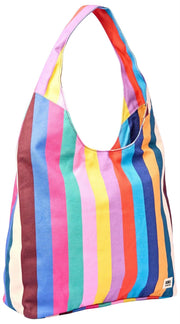 Roka Hoxton Large Bomuld Canvas Skuldertaske - Bred Multi Stripe