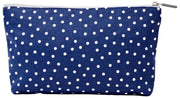 Roka Maida Vale Medium Cotton Canvas Pouch - Navy Polka Dot