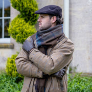 Dents Grafham Herringbone Tweed Flat Cap - Chokoladebrun