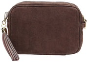 Elie Beaumont Crossbody-taske i ruskind - Mørkebrun