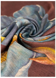 Powder Iris Wool Wrap tørklæde - Blå