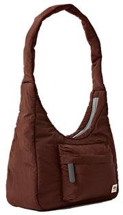Roka Belsize Recycled Taslon Lille håndtaske - Chokoladebrun