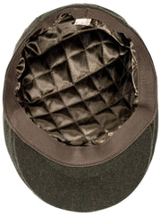 Dents Grafham Herringbone Tweed Flad Kasket - Skovgrøn