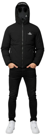 Helvetica Mountain Pioneers Eyeblock Hooded Windbreaker Jacket - Sort