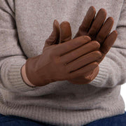 isotoner-smartouch™-three-point-leather-gloves---tan-34518553