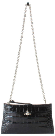 Vivienne Westwood Small Croc flad lynlås clutch - sort