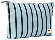 Roka Maida Vale Medium Cotton Canvas Pouch - Blue Stripe