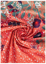Pulver Bomuld Poplin Blomster Hedgerow Print tørklæde - Mandarin