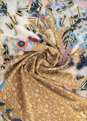 Pulver Bomuld Poplin Blomster Hedgerow Print tørklæde - Mos Grøn