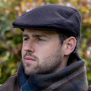 Dents Grafham Herringbone Tweed Flat Cap - Chokoladebrun
