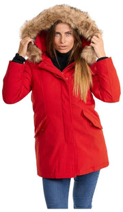 Helvetica Mountain Pioneers Lilli Hooded Parka Jacket - Rød/Naturlig