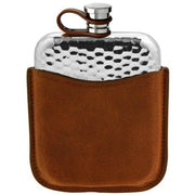 english-pewter-company-6oz-leather-pouch-flexi-cap-hammered-purse-flask---silver-34310858