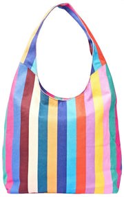 Roka Hoxton Large Bomuld Canvas Skuldertaske - Bred Multi Stripe