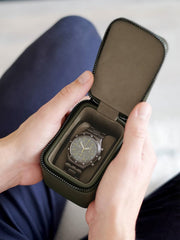 Stackers Zipped Mini Travel Watch Box - Olivengrøn