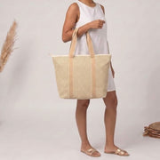 Elie Beaumont Summer Tote Bag - Guld Geometrisk Basketweave