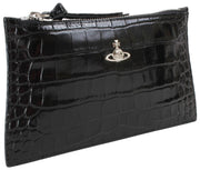 Vivienne Westwood Small Croc flad lynlås clutch - sort