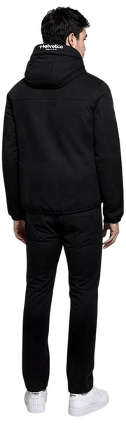 Helvetica Mountain Pioneers Eyeblock Hooded Windbreaker Jacket - Sort