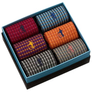 London Sock Company Shaken and Stirred 6-pars sokkebokssæt - orange/rød/brun