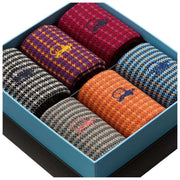 London Sock Company Shaken and Stirred 6-pars sokkebokssæt - orange/rød/brun