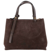 Franchetti Bond Clara Medium Tote Bag  - Chocolate Suede/Dollaro