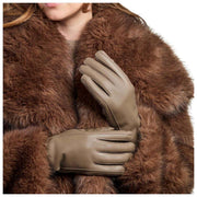 Isotoner Premium pelsforede læderhandsker - Taupe Beige