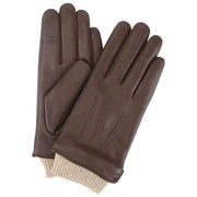 Isotoner Premium Rib Strik Manchet Læderhandsker - Brun