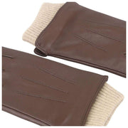 Isotoner Premium Rib Strik Manchet Læderhandsker - Brun