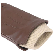 Isotoner Premium Rib Strik Manchet Læderhandsker - Brun