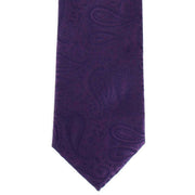 Michelsons of London Tonal Polyester Paisley Pocket Square and Tie Set - Purple