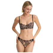 Skarlett Blue Entice Front Lace Thong - Sort/Nylon Tan