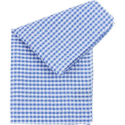 Knightsbridge Neckwear Gingham Checked Cotton Pocket Square - Blue/White