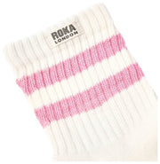 Roka Windsor Stripe Crew Socks - Pink Carnation