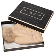 Elie Beaumont Strikket Pom Pom Hat - Havrebeige