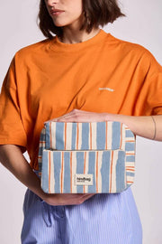 Hindbag Alix Extra Large Toilettaske - Orange/Blå Striber