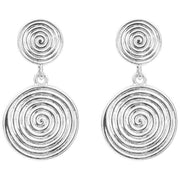 Beginnings Double Spiral Disc Drop Earrings - Silver