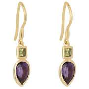 Beginnings Iris Petal Drop Earrings - Gold/Purple/Green