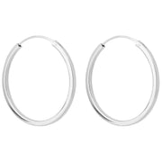 Beginnings Medium Square Cut Hoop Earrings - Silver