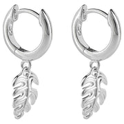 Beginnings Palm Leaf Charm Hoop Earrings - Silver
