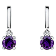 Beginnings Round Semi Precious Stud Earrings - Silver/Purple