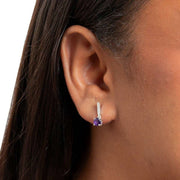 Beginnings Round Semi Precious Stud Earrings - Silver/Purple