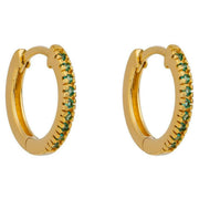 Beginnings Thin Hoop Earrings - Gold/Emerald Green