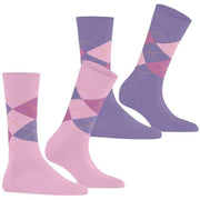 Burlington Everyday Argyle 2-Pack sokker - Berry Pool Pink